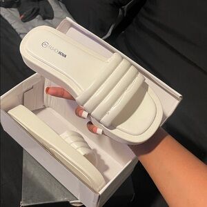 Fashion Nova White Slide Sandals